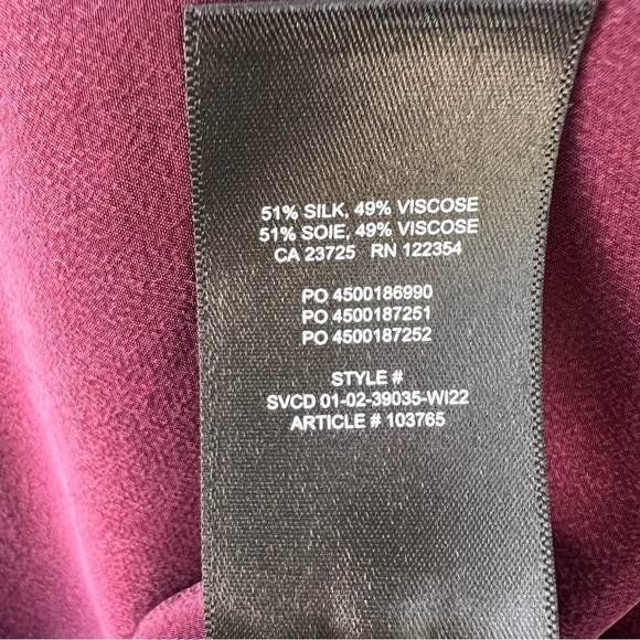 ARITZIA BABATON RICH MAROON REIHANA SILK LONG SLEEVE TOP SIZE MEDIUM NWT - Picture 6 of 9